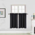 Home Collection 2 Panels 100% Blackout Curtain Set Solid Color with Rod Pocket Short Tier Drapes for Kitchen, Dinning Room, Bath