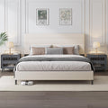 Furnihome Queen Bed Frame, Modern Upholstered Bed Frame with Adjustable Linen Headboard, Wooden Slats Support Platform Queen Siz