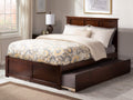 AFI Madison Full Size Platform Bed with Footboard & Full Trundle in Walnut