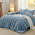 Bedsure California King Size Comforter Set, Mineral Blue Soft Prewashed Bedding for All Seasons, 3 Pieces GentleSoftBed Set, 1 L
