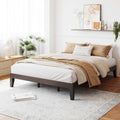 COLAMY 12 Inch Wood Platform Bed Frame,Sturdy Queen Size Bed Frame with Wood Slat Support, No Box Spring Needed,Espresso