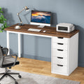Tribesigns Computer Desk with 5 Drawers, 47 inches Rustic Brown Home Office Desk with Storage, Modern Simple Laptop Desk Study W