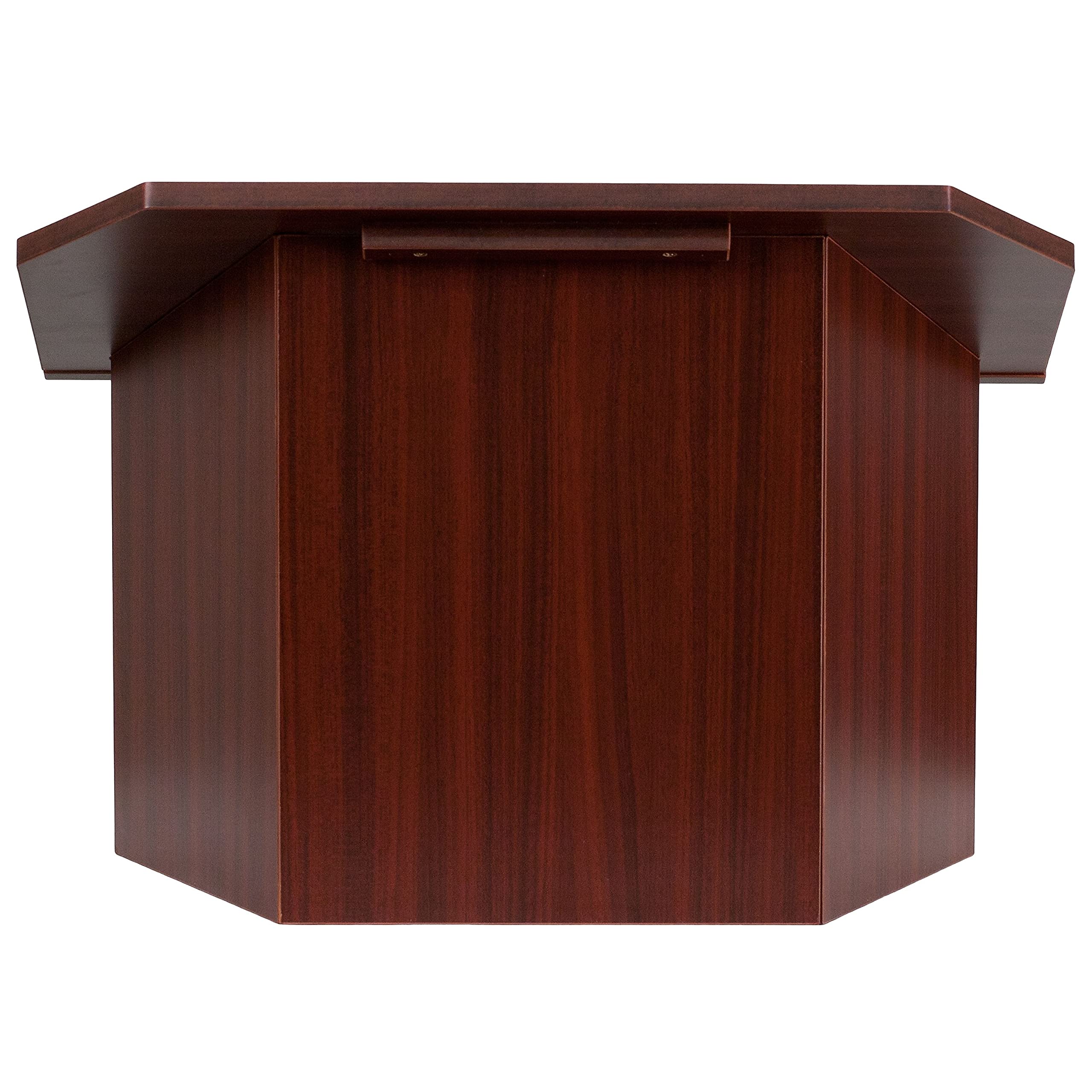 Flash Furniture Mysta Portable Tabletop Lectern with Hinged Foldable Base and Slanted Tabletop in Mahogany