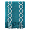 BOURINA Fluffy Chenille Knitted Fringe Throw Blanket Lightweight Soft Cozy for Bed Sofa Chair Throw Blankets, Teal 50 x 60