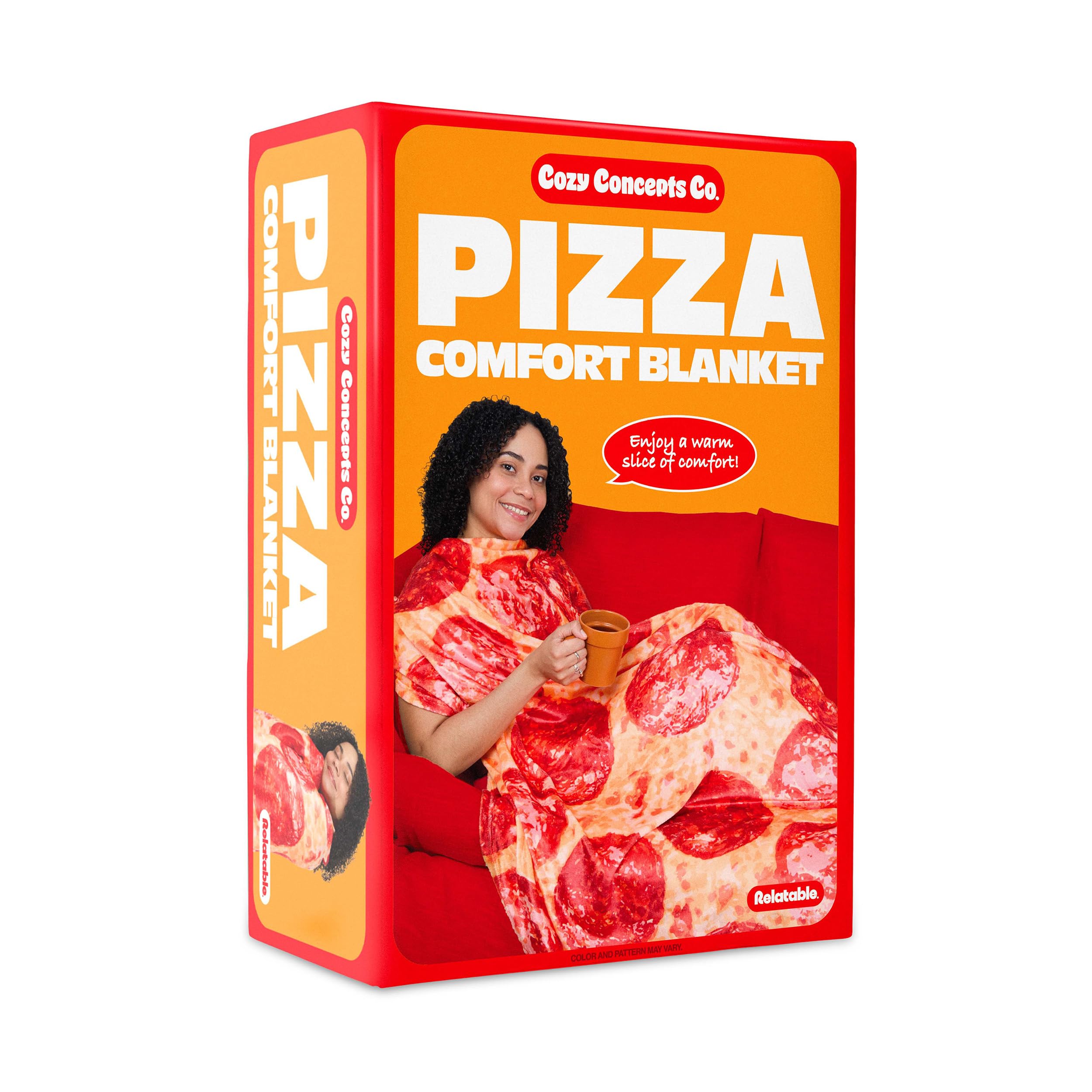 Cozy Concepts Co. Pizza Comfort Blanket By Relatable Viral Trend Throw Blanket, Pizza, Fun Room Decor, 65    Cozy Fleece Blanket