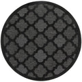 Nourison Easy Care Indoor/Outdoor Charcoal Black 5 x Round Area Rug, Easy Cleaning, Non Shedding, Bed Room, Living Room, Dining