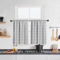 Bapawfish Buffalo Check Grey Kitchen Cafe Curtains 45 Inches Length, Buffalo Plaid Pattern Short Bathroom Window Curtain, Gingha