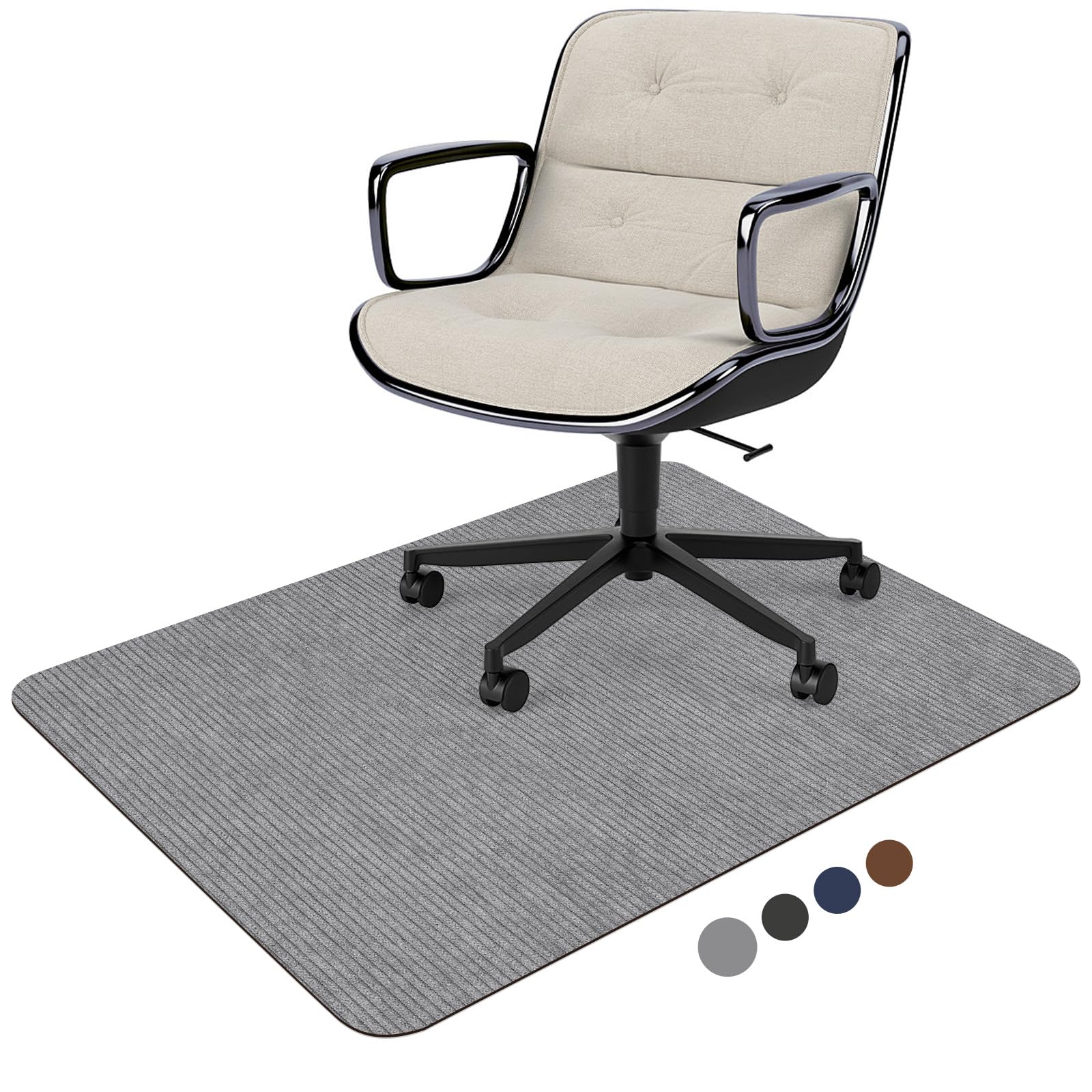 Corduroy Chair Mat for Hardwood Floor, 55x35 Office Chair Mat Desk Chair Mat for Rolling Chair, Large Anti-Slip Backing Low-Pile