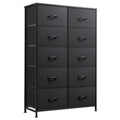 WLIVE Tall Black Dresser for Bedroom with 10 Drawers, Chest of Drawers, Dressers Bedroom Furniture, Storage Organizer Unit with 