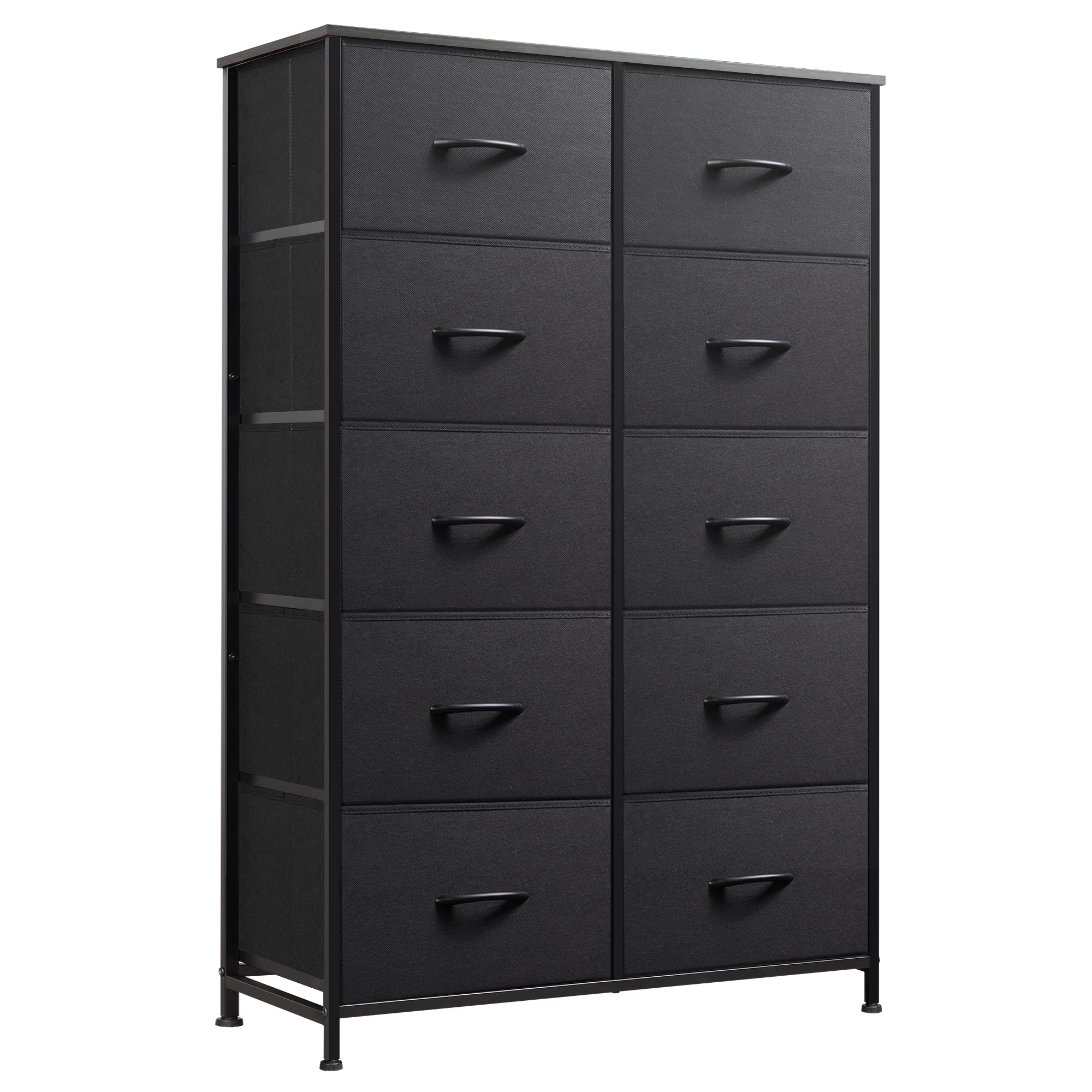WLIVE Tall Black Dresser for Bedroom with 10 Drawers, Chest of Drawers, Dressers Bedroom Furniture, Storage Organizer Unit with 