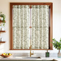 jinchan Small Window Curtains 45 Inch Linen Floral Curtain Set for Kitchen Bathroom Cafe Curtains Light Filtering Window Treatme