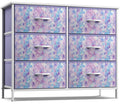 Sorbus Kids Dresser with 6 Drawers - Storage Chest Organizer Unit with Steel Frame, Wood Top & Handles, Tie-dye Fabric Bins for 