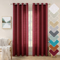 MIULEE Burgundy Red Faux Linen Textured Sheer Curtains 96 Inches Long 2 Panels for Bedroom Living Room Grommet Light Filtering C