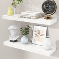 fuqing White Floating Shelves for Wall - 24 Inch Wide x 6.7 Inch Deep Solid Wood Shelves Set of 2 - White Wood Ledge Shelf for B