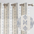 jinchan Boho Curtains Linen Curtains for Living Room Blue Farmhouse Curtains 72 Inch Length Geometric Striped Patterned Mudcloth