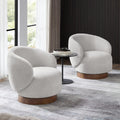 KISLOT Swivel Accent Chair Round Barrel Armchair Upholstered Performance Fabric for Living Room Bedroom Reading Waitingroom,2 PC