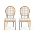 Christopher Knight Home Phinnaeus Dining Chair Set, Set of 2, Grey Plaid + Natural