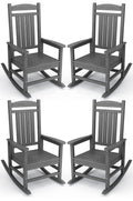 KINGYES HDPE Patio Rocking Chair Set of 4, Outdoor Rocking Chairs Porch Rocker for Adults, Grey
