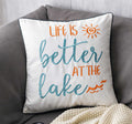 DECOPOW Embroidered Life is Better at The Lake Throw Pillow Cover,Square 18 inches Decorative Canvas Pillow Cover with Life is B