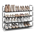 SONGMICS 4-Tier Shoe Rack, Shoe Storage for Hallway Closet, Slim and Space-Saving, Metal Frame, Non-Woven Fabric Shelves, Black 