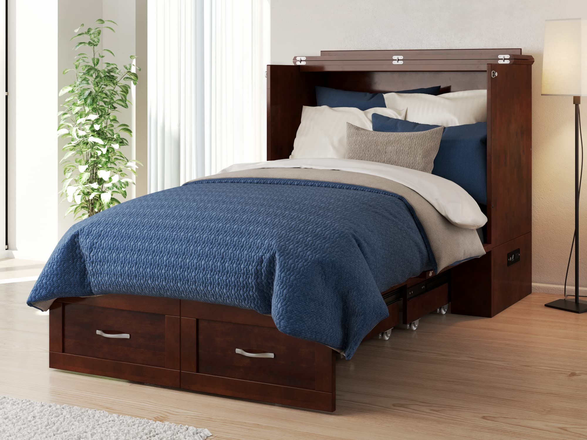 AFI Hamilton Murphy Bed Chest with Charging Station, Twin XL, Walnut