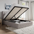 SHA CERLIN Queen Size Lift Up Storage Bed Frame,Button Tufted Wingback Headboard,Upholstered Platform,Hydraulic Storage,Wooden S