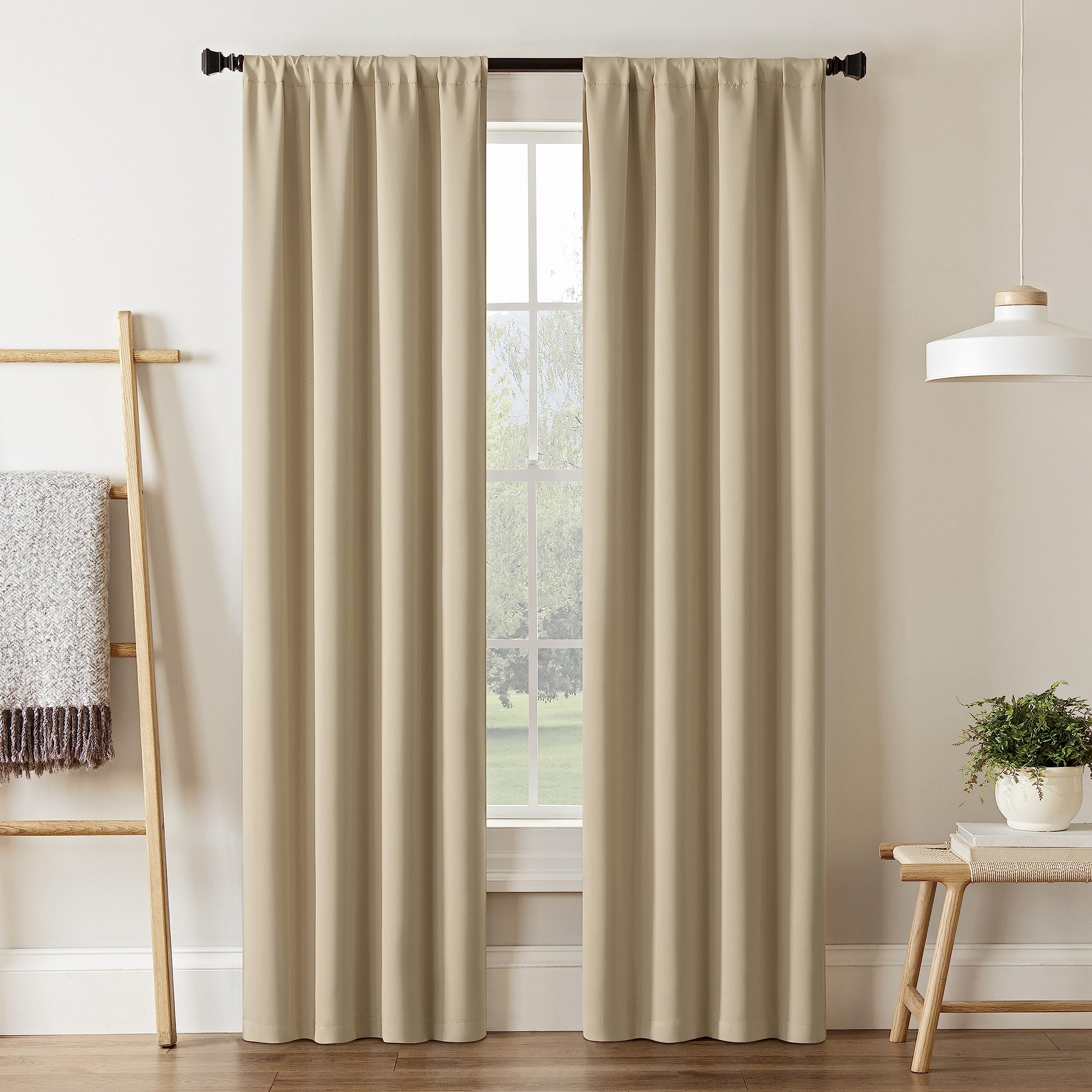 Eclipse Darrell Modern Blackout Thermal Rod Pocket Window Curtains for Bedroom or Living Room (Single Panel), 37 in x 84 in, Whe