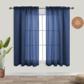 KOUFALL Navy Blue Curtains for Bathroom Window,Sheer Short Curtains for Kitchen,45 Inch Length