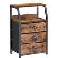 Furnulem Nightstand with 3 Drawers and 2-Tier Shelf, Fabric Small Dresser Organizer Vertical Storage Tower for Bedroom, Closet, 