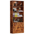 IRONCK Industrial Bookshelves and Bookcases with Doors Floor Standing 6 Shelf Display Storage Shelves 70 in Tall Bookcase for Ho