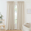RYB HOME Semi Sheer Curtains - Linen Textured Sheer Curtains Light & Airy Country Curtains Privacy Sheer Window Decor for Bedroo