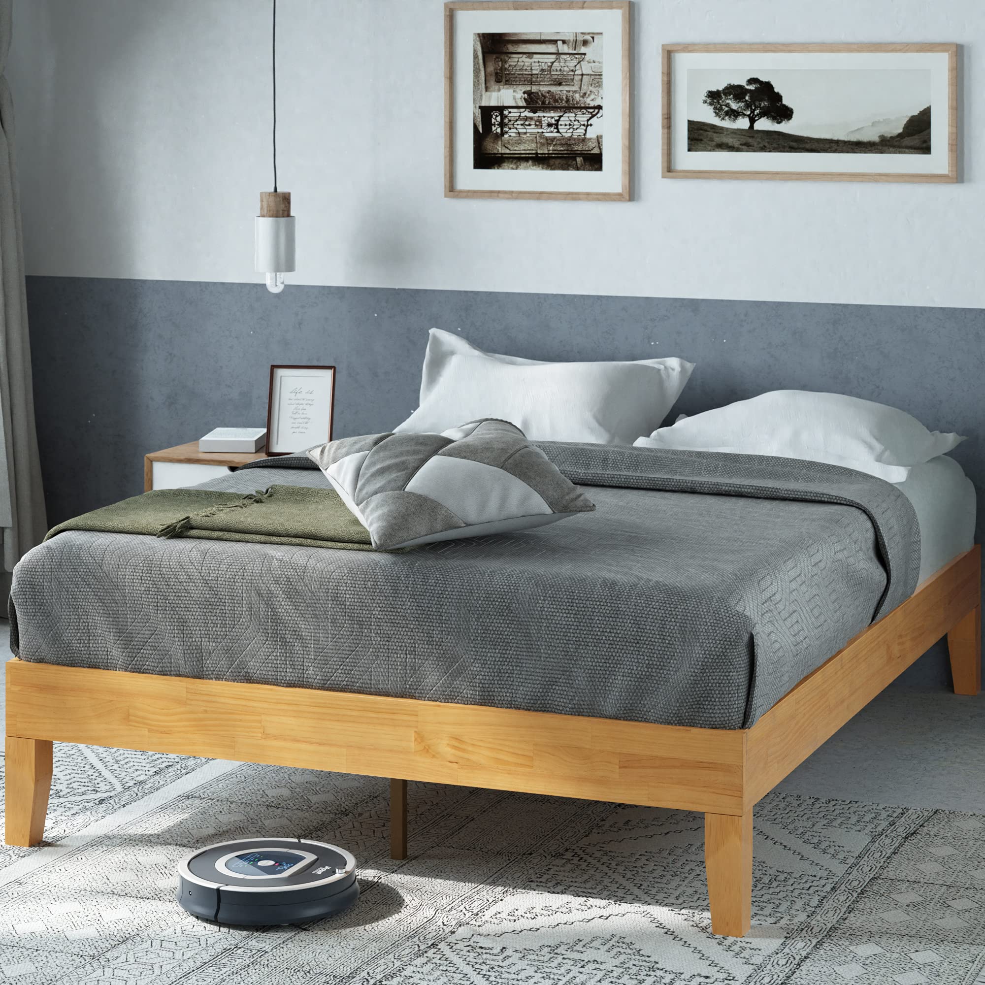 ZINUS Moiz Deluxe Wood Platform Bed Frame, Wood Slat Support, No Box Spring Needed, Easy Assembly, Natural, Full