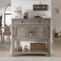 HOSTACK Farmhouse Console Table with 2-Door Cabinet & 2 Drawers, Coffee Bar, Entryway Table with Storage Shelf, Sofa Tables Buff