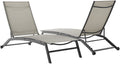 Crosley Furniture Weaver 2-Piece Reclining Mesh Outdoor Chaise Lounge Chair Set with Wheels for Patio, Pool, Matte Black/Light G