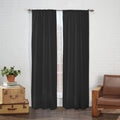 Eclipse Cadenza Microfiber Rod Pocket Panel Pair, Light Filtering Window Curtains, 54 in long x 40 in wide, (2 Panels), Black