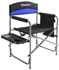 KingCamp Heavy Duty Camping Director Chair, Folding with Side Table & Storage, Blue