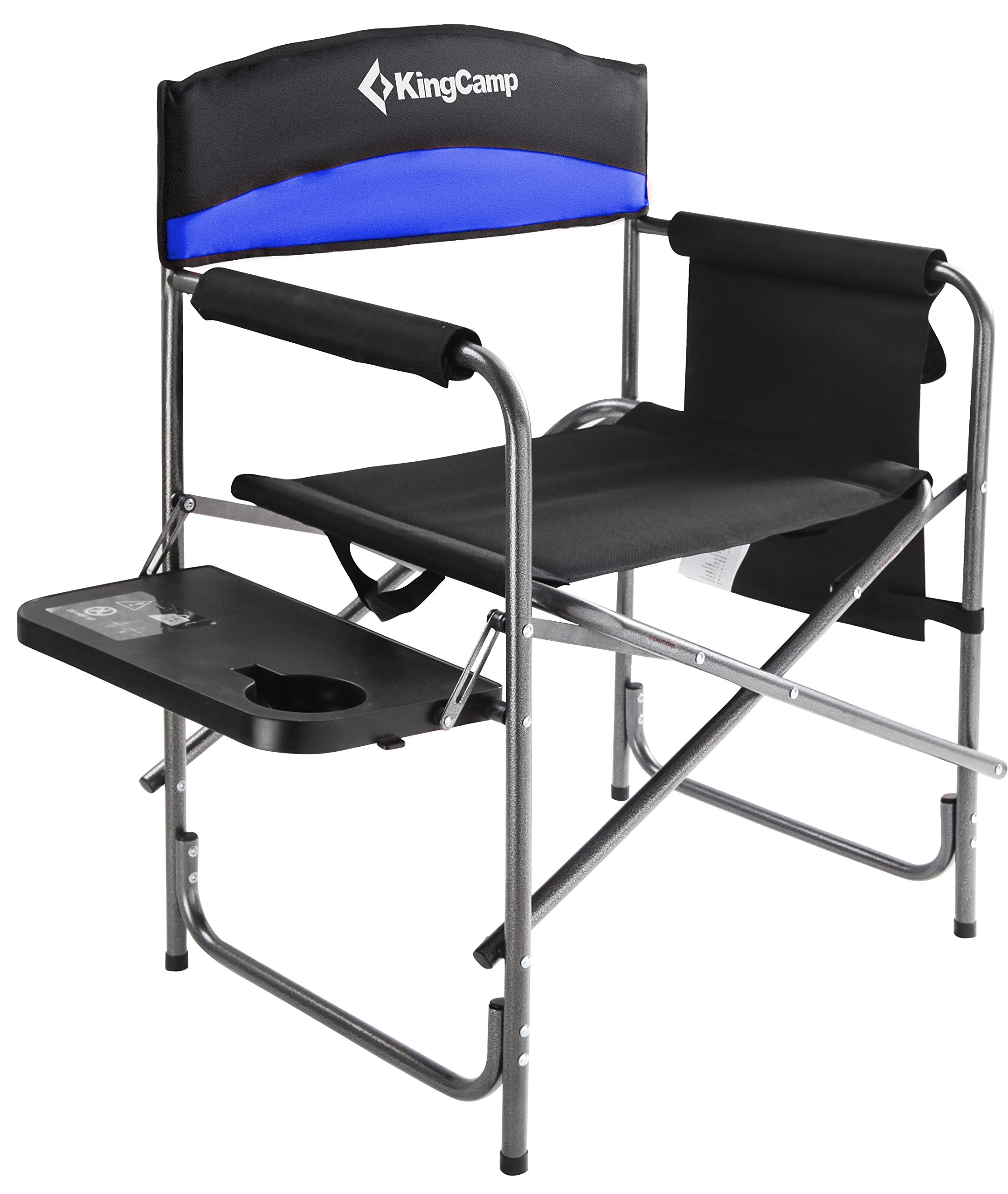 KingCamp Heavy Duty Camping Director Chair, Folding with Side Table & Storage, Blue