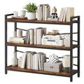 3 Tier Bookshelf 39.37  Width, Long Industrial Bookcase, Vintage Farmhouse Modern Wooden Big Book Shelf for Home Living Room Bed