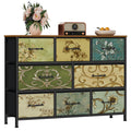 Furnulem 8 Drawer Dresser, Wide Fabric Chest of Drawers, Vintage Furniture for Bedroom, Living Room, Hallway, Closet Clothes Sto