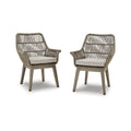 Signature Design by Ashley Beach Front Casual Outdoor Wood-Look Arm Chair with Cushion, 2 Count, Brown