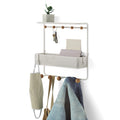 Umbra Estique Entryway Organizer with Hooks and Shelves, W/Shelf, White