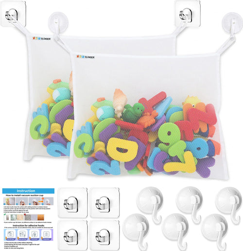 2 x Bath Toy Net - Kids Bath Tub Toy Holder Basket, Mesh Bag for Bath Toys, Baby Bathtub Toy Storage Organizer, Large Bathroom B