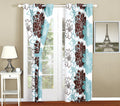 All American Collection New 4pc (2 PCS Curtain with 2 PCS Matching Tiebacks) Flower Printed Curtain Set for Reversible Bedspread