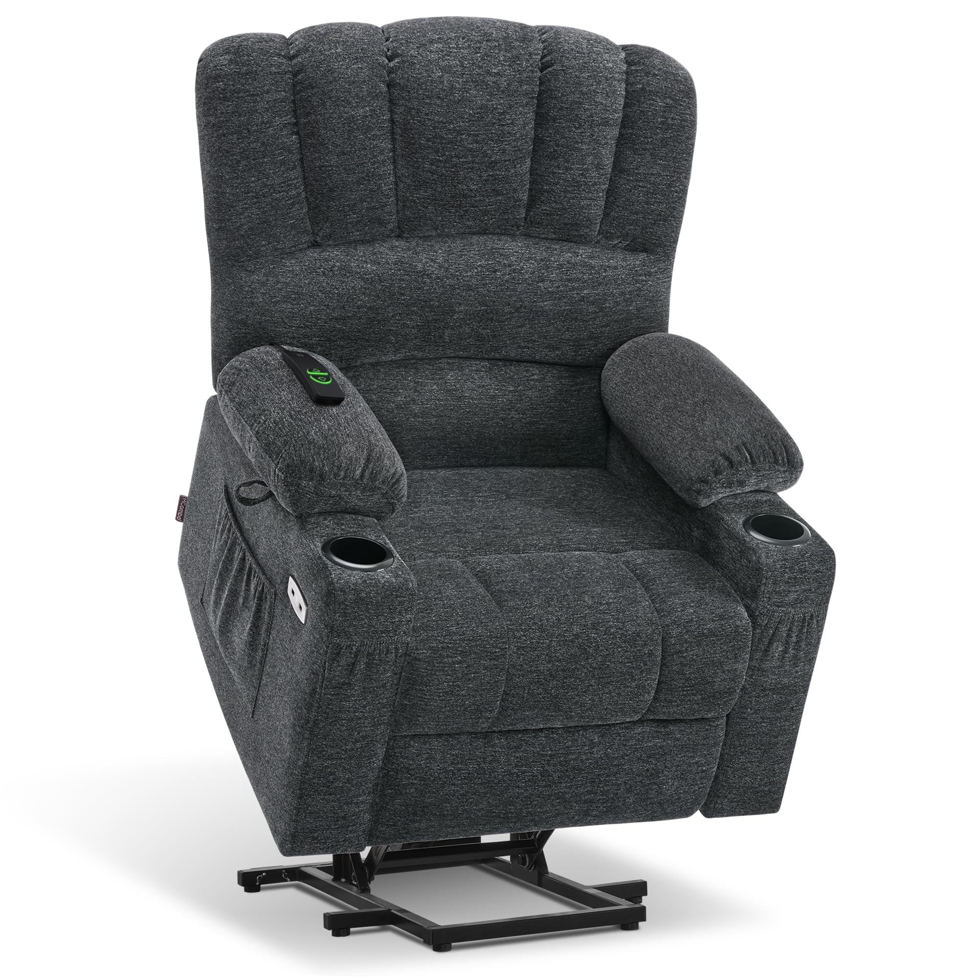 MCombo Power Lift Recliner Chair Sofa with Massage and Heat for Elderly People, Cup Holders, USB Ports, Side Pockets, Fabric 709