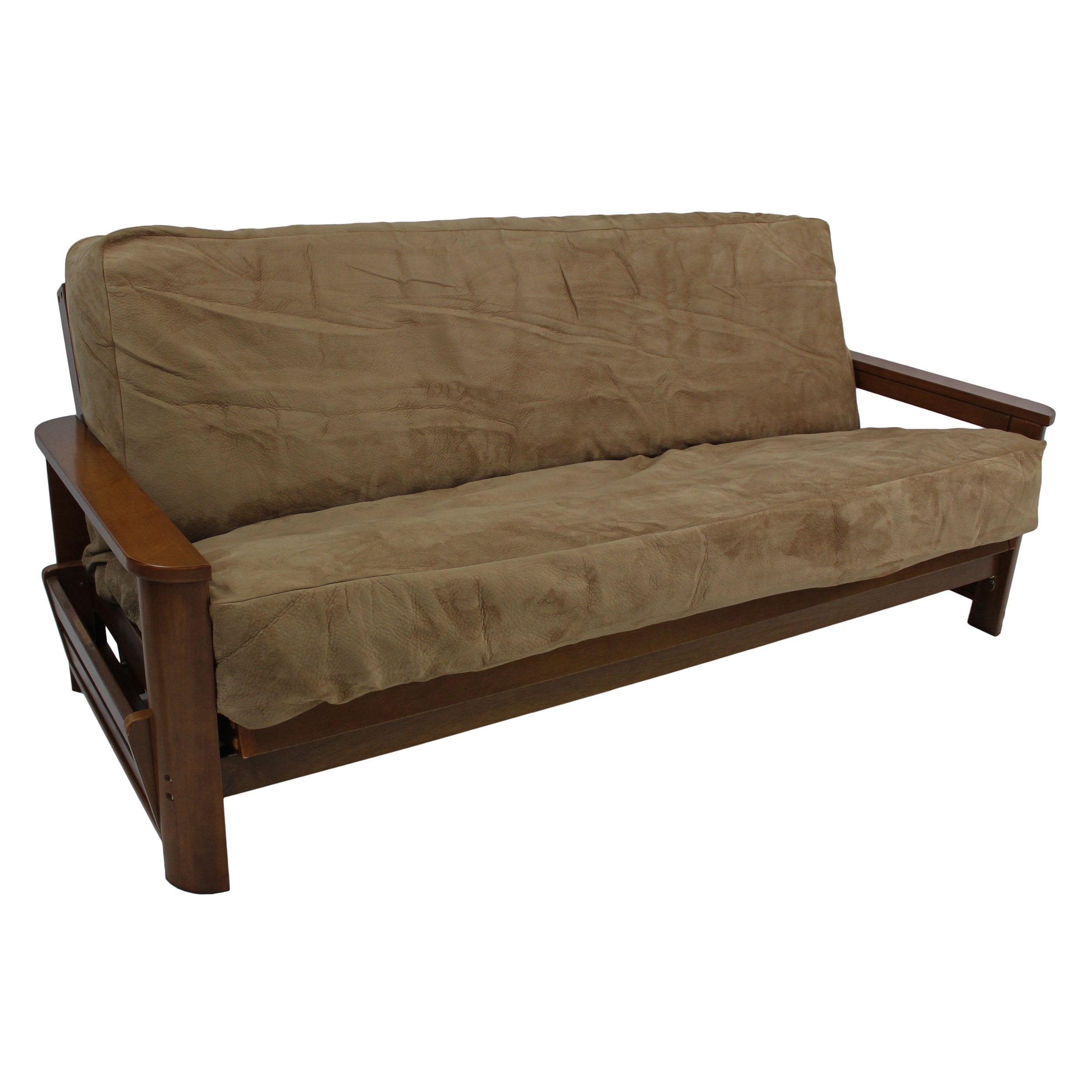 Blazing Needles Solid Foam-Backed Microsuede 8 to 9 Futon Cover, Full, Tan