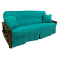 Blazing Needles Solid Microsuede Double Corded 8 to 9 Futon Slipcover Set with 2 Throw Pillows (Set of 3), Full, Aqua Blue