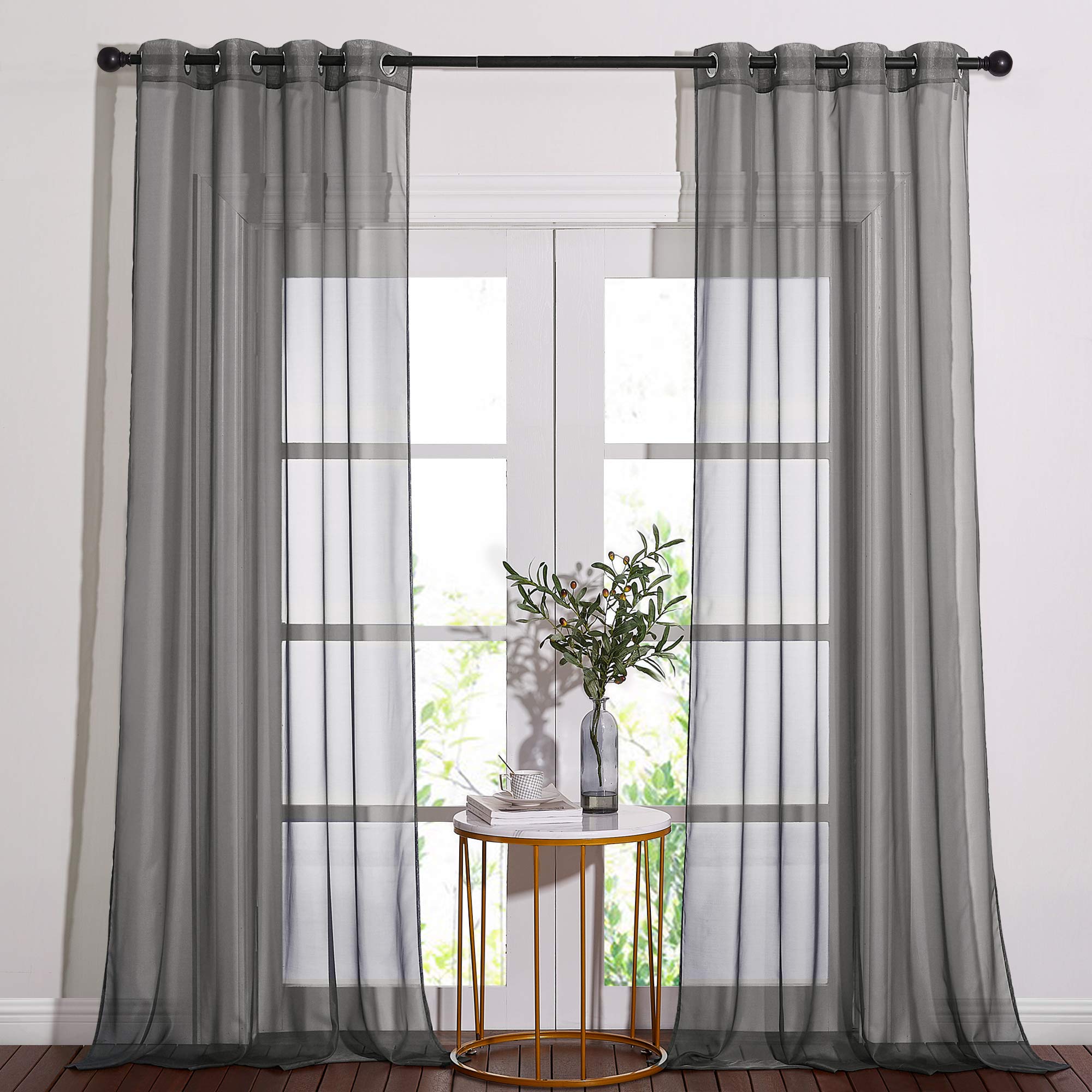 NICETOWN Sheer Curtains 108 Extra Long - Grommet Top Soft Voile Texture Window Draperies for Villa/Cottage (108 Wide Total 2 Pie