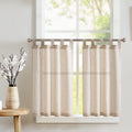 jinchan Kitchen Curtains Linen Striped Tier Curtains 24 Inch Length Ticking Stripe Cafe Curtains Pinstripe Farmhouse Small Windo