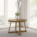 Plank+Beam Round Dining Table, 47 Inch Solid Wood Kitchen Table, Farmhouse Round Table for 4, Small Dinette Table, Pecan Wirebru
