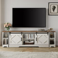 WAMPAT Modern Farmhouse 3 in 1 TV Stand for 75 85 95 TVs Wood Entertainment Center with Open Storage for Living Room Antique Whi